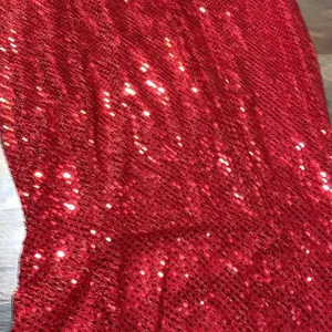 Sexy Retro Vintage 90s Red Sequin Floor Length Formal Gown Halter Neck Leg Slit thumbnail 16