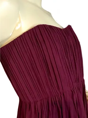 Alice & Olivia Burgundy Silk Chiffon Strapless "Mckell" Dress (10) thumbnail 8