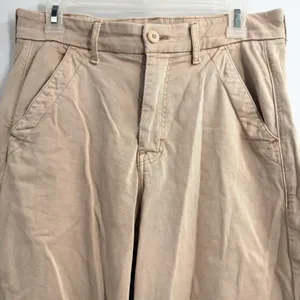 American Eagle Super High Rise Baggy Wide Leg Chino Pants Beige 6 Short thumbnail 2