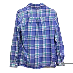 LL Bean Blue Plaid Fleece Lined Flannel Button Up Shirt Jacket Shacket Size XS thumbnail 6