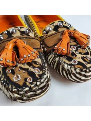 Sam Edelman Aurora Leather Zebra Animal Print Cow Hair Tassel Loafers Sz 7.5M thumbnail 4