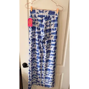 Kaeli Smith Tucker Pants Womens XXS-S Navy White The Palm Toile Wide‎ Leg NWT thumbnail 7