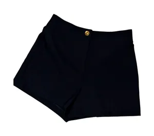 ZARA High Waisted Dress Tailored Navy Shorts Gold Button M thumbnail 1