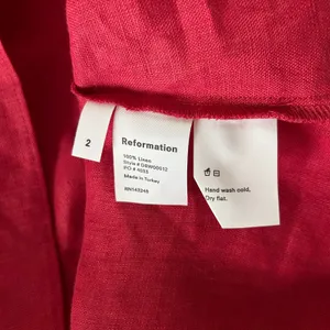 Reformation Klara 100% Linen Mini Dress Lipstick Red Lace-Up Puff Sleeve Size 2 thumbnail 5