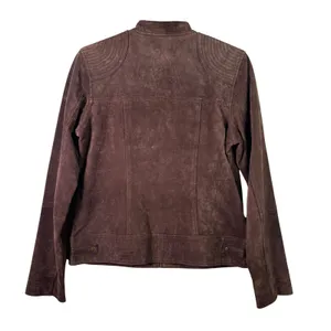Ruff Hewn Brown Suede Leather‎ Jacket Womens S Moto Zip Western Boho Festival thumbnail 2