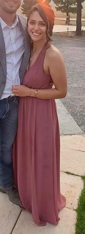 Mauve Halter Bridesmaid Dress thumbnail 1