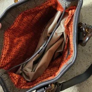 Old Navy Herringbone Bag Dark Academia Tortoise Chain‎ Link Shoulder Bag thumbnail 4