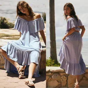 Free People Lynne Midi Dress in Lavender Luster Periwinkle Small NWT Beach Boho thumbnail 2
