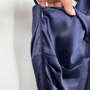 B. Smart Cocktail Dress‎ Women 7/8 Navy Blue Excellent One Shoulder Ruched Satin thumbnail 7