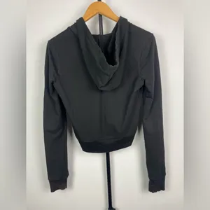 Express Black Y2K 2000s‎ Graphic Print Full Zip Cropped Hoodie Sweater thumbnail 9