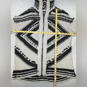 Free People Full Zip Hooded Fringe Aztec Southwestern Cardigan Sweater Large thumbnail 9