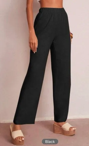 SheIn Solid Black Elastic Loose Pants thumbnail 3