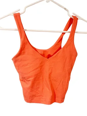 Lululemon Align Tank Top Orange Ribbed Athletic V Neck Size 0 thumbnail 1