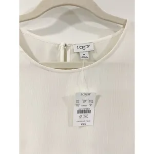 NWT J.Crew Factory Ivory Smocked Cuff Blouse Medium Puff Sleeve Work Office Top thumbnail 6