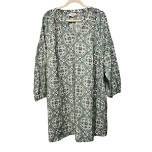 LOFT‎ Outlet Women's XL Green Floral Print 3/4 Sleeve V-Neck Dress thumbnail 9
