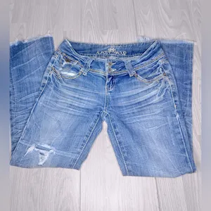 Y2K Women’s Embroidered Low Rise Bootcut Distressed Jeans thumbnail 6