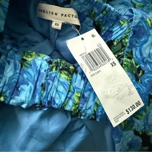 English Factory Women's Floral-Print Tiered Flutter-Sleeve Dress Blue Sz XS NWT thumbnail 7