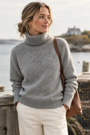 J. Crew Light Gray wool blend Turtleneck Sweater thumbnail 1