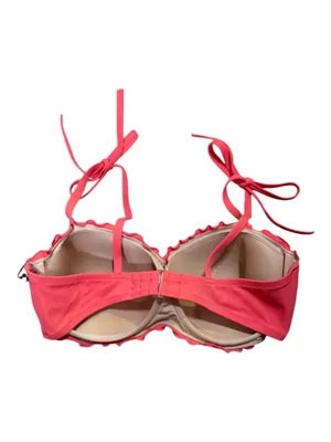 Shade & Shore Women’s 38C Coral Pink Ruffle Underwire Bikini Top NWT thumbnail 4