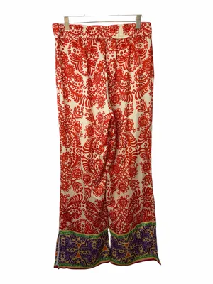 Zara Wide Leg Boho Orange Print Palazzo Pants XL New with Tags thumbnail 3