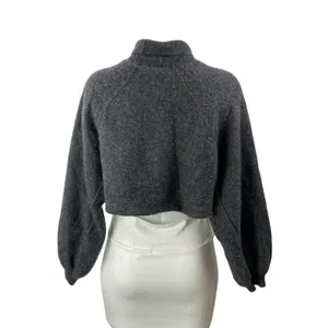 Free People Women's Dark Gray 100% Cashmere Turtleneck Cropped Sweater Top S thumbnail 3