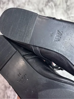 Zara Black Leather Mary Jane Loafers Gold Buckles size 38 NWT New casual thumbnail 7