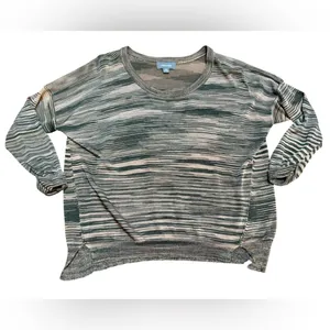 Sussan Striped Sheer Knit Top‎ Earth Tone Neutrals Lightweight Relaxed Sz XS thumbnail 5
