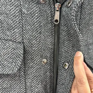 DKNY Charcoal Herringbone wool blend coat zip and button closure winter warm xl thumbnail 9