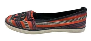 Tory Burch Striped Canvas‎ Flats Slip-on, Logo Womens 8M thumbnail 1