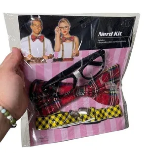 New Halloween accessories Nerd Kit glasses bow tie suspenders thumbnail 1