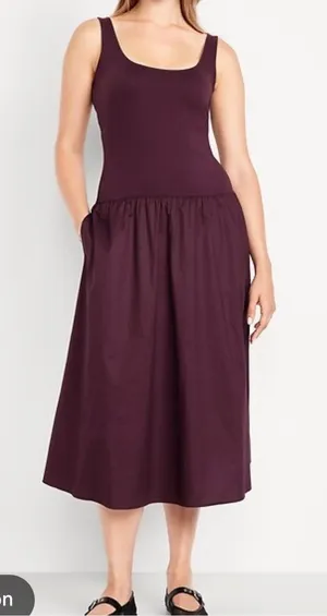 Old Navy Womens Sleeveless Midi Dress Plum Purple Xl thumbnail 1