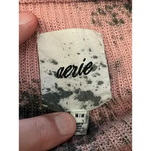 Aerie Sweater Womens Medium Pink Tie Dye Henley Crew Neck Knit Pullover Cozy thumbnail 7