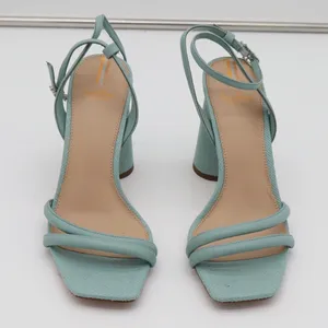 Sam Edelman Sandals Womens 8 Strappy Block Heel Blue Square Toe Textured Good thumbnail 4