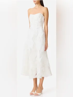 NEW Elliatt Asha 3-D Lace Strapless midi white dress sz XXL thumbnail 3