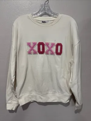 Beach Riot Cream Pullover with Pink & Magenta XOXO Appliqué thumbnail 1