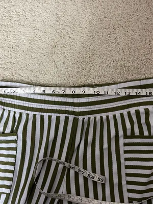 AnyBody Olive Green & White Vertical Stripe Straight Leg Pants thumbnail 3