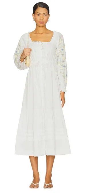 Damson Madder Junia Midi Dress in Embroidered 6 New Floral Cotton thumbnail 1