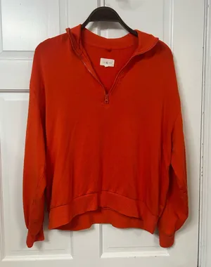 Lou & Grey Bright Orange Knit Pullover thumbnail 1