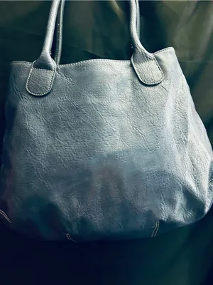 Nine West Large Textured Blue Shoulder Tote with Decorative Stitching thumbnail 3