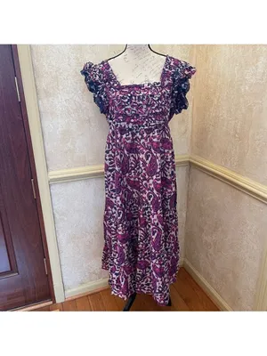 House of Harlow 1960 floral midi/maxi poplin cotton dress Sz L Fairy Cottagecore thumbnail 3