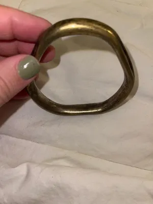 Abstract Shaped Metal Bangle Bracelet in Antique Gold Tone thumbnail 3