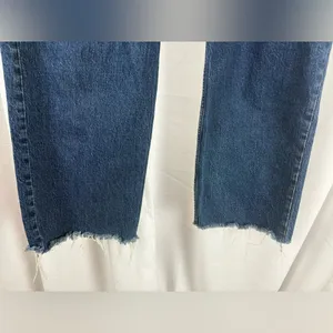 Abercrombie High Rise 90s‎ Relaxed Jean Raw Hem 31/12L long EUC thumbnail 4