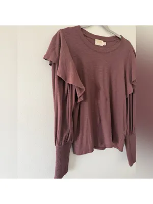 NationLTD Reva Victorian Inspired Statement Sleeve Minimalistic Cotton Tee Large thumbnail 3