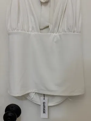 NWT!! Garage Pixie Plunge Halter Top in White thumbnail 6
