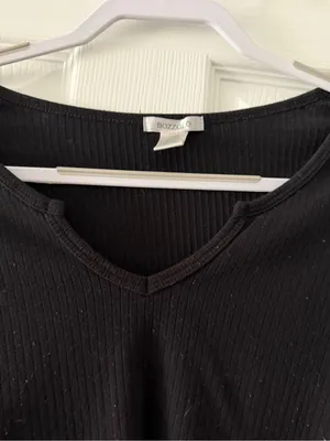 Bozzolo Black Ribbed Long Sleeve Crop Top Large thumbnail 3