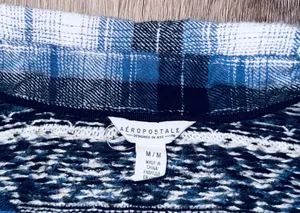 Aeropostale Woman’s Plaid Long Sleeve Flannel Button Down Top Size Medium thumbnail 5