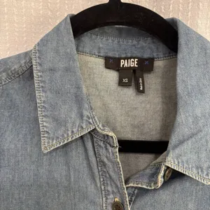 Paige Dress Size XS Denim Shirt Mila Chambray Button Down Tie Cinch Waist thumbnail 3