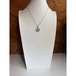 Signed Pendant Necklace with Clear Crystal Halo thumbnail 3