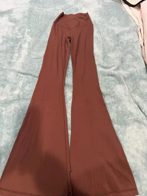 Offline by Aerie Real Me High Waisted Crossover Rib Super Flare Legging in Brown thumbnail 1