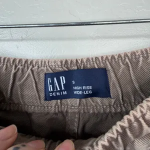 GAP Denim NWOT Mushroom Brown High Rise Pull-On Wide-Leg Utility Jeans Small thumbnail 9